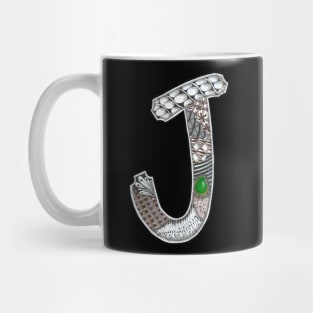 Doodled Initial J with Green Jade Mug